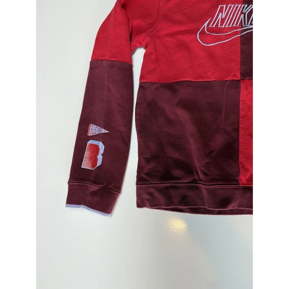 Nike Color Block Crewneck Sweatshirt Blue Ribbon Sports Red Burgundy Size L